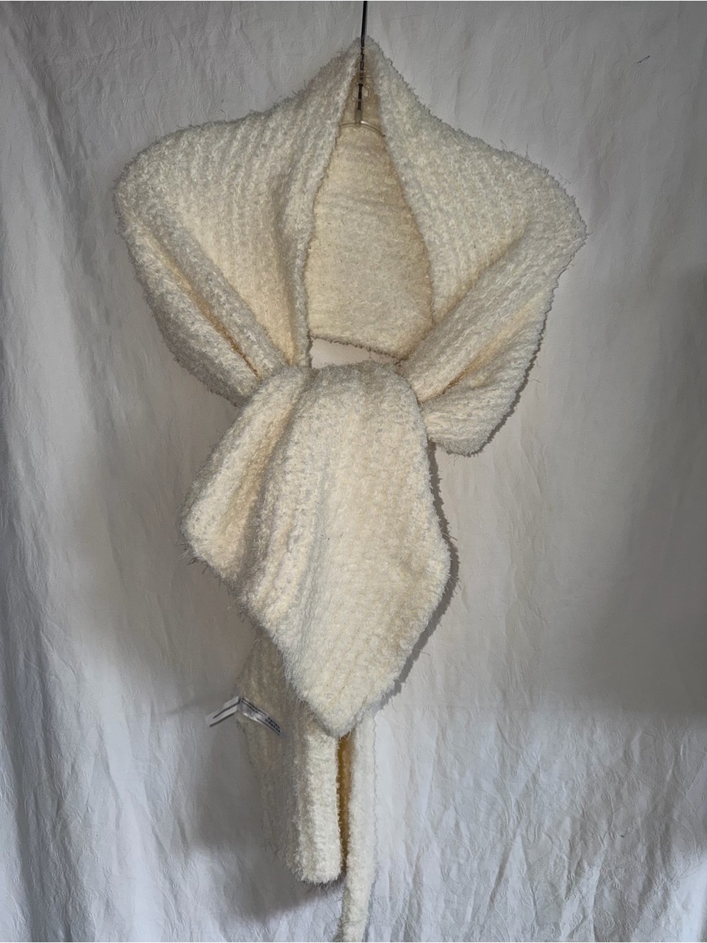 New wide scarf from Anthropologie, polyester and nylon blend, cream white color.